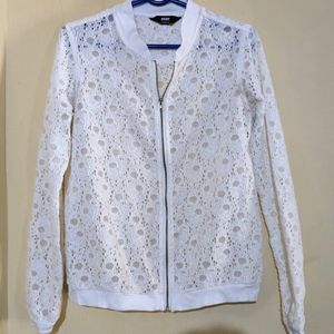 Classy White Lace Crochet Jacket