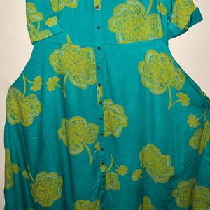 Light Green Yellow Flower Printed Dress