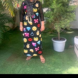 Emoji Fun full Dress in Black party wear wore twis