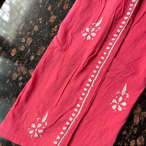 Reddish Pink Chikankari kurta