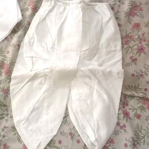 White Embroidered Dhoti Kurta For Kids