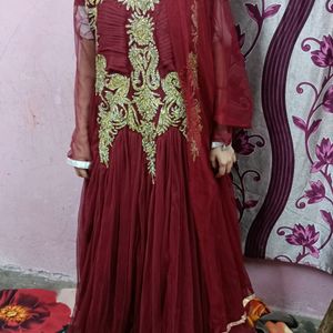 Maroon Colour Gown Beutiful And Attractive