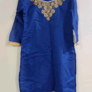 Blue Embroidery Work Kurta