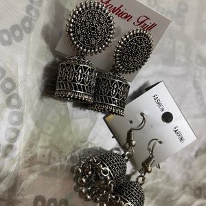 Oxidized Small Jhumkas (2 Pairs)