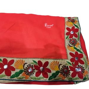 Fancy Saree With Jaipur Work Mirror