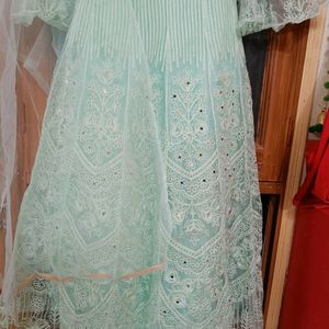 Pastel Green Colour Wedding Wear Dress