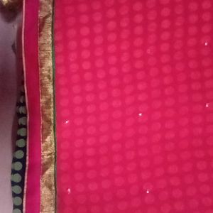 Dubble Color Saree Pink Sparkle🌟And Blue Dots