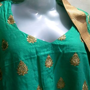 Stiched Suit With Salwar And Embroidered Dupatta