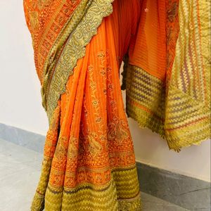 Orange Saree With Blouse