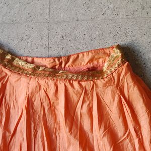 Orange And Golden Lehanga Choli