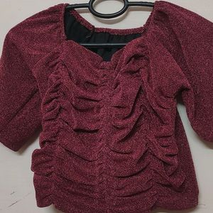 Shimmery Drawstring Pullover Top