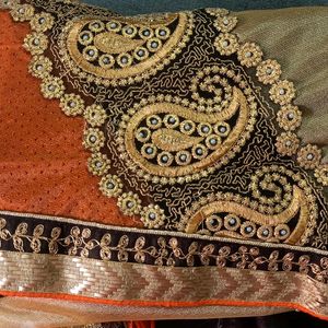 Saree Lace With Brown Blouse