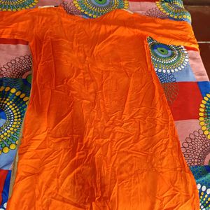 Golden+ Orange Color Kurti