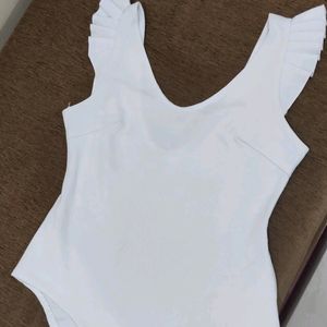 White V Neck Bodysuit (S)