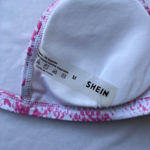 SHEIN Pink Snakeskin Bikini Top