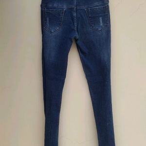 Women Slightly Rugged Skinny Fit High Waist Jeans