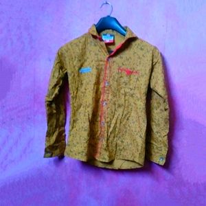 Mens Mustard Printed Shirt