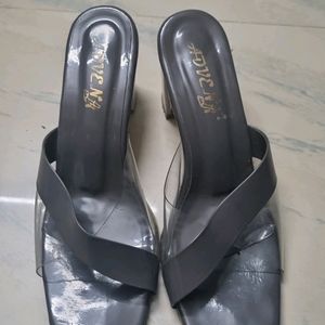 Grey Blocked Glass Heels For Women