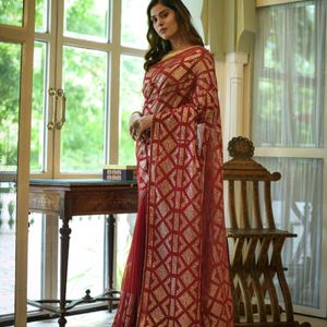 PRICE DROP For TODAY 💝💝Maroon sequence saree w.with attached blouse piece