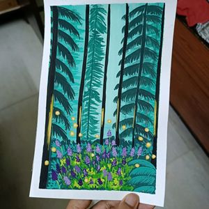 Aesthetic Forest Painting On A5 Sheet