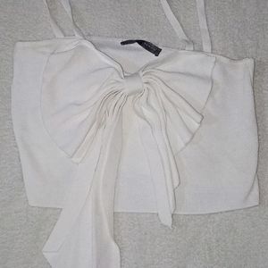 Beautiful White Bow Crop Top