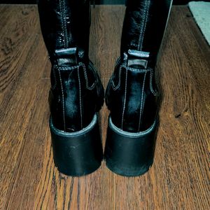 Zara Faux Patent High Heel Boots