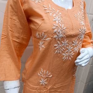 Lakhnavi Hand Embroidery Short Kurti