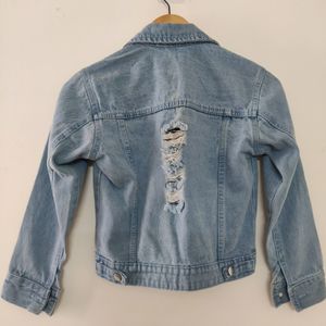 Denim Crop Distressed Jacket