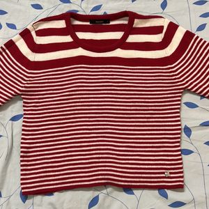 Red Lining Knitting Crop Top/ Sweater