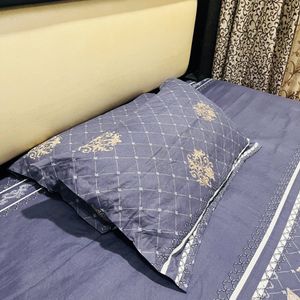 ❗️Price Drop ❗️Grey Bedsheet + Two Pillow Covers