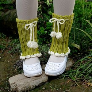 Pink And Green Crochet Leg Warmers