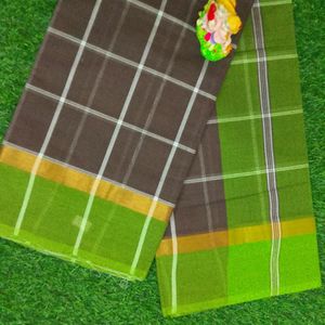 Pure Cotton Saree With Contrast Border