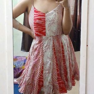 Off White And Red Cute Dress