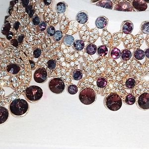 🎀💜Pretty Dark Purple Bridal Jewellery Set🌈🎀