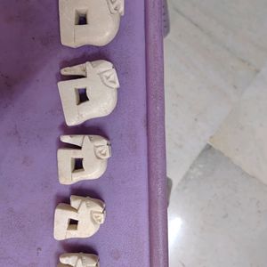 Cute Marble White Elephants Set Of 5