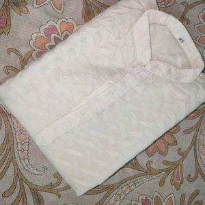 Mens White Kurta | Fitted | Slightly Below Knee