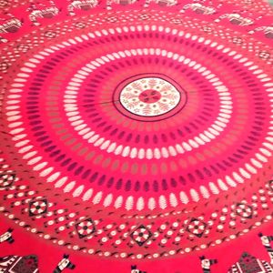 Jaipuri Red Designed King Size Bed Sheet