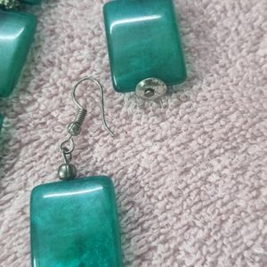 Turquoise Blue Necklace With Matching Earrings