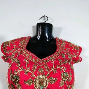 Pink Hand Embroidered Lehenga Choli (Women's)