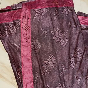 Synthetic Party Wear Pink Lace Fabric Lycra Saree