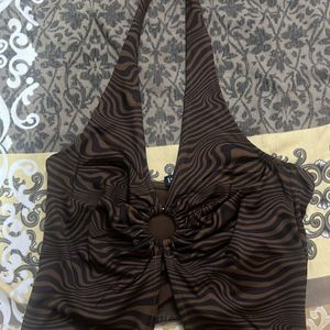 Halter Neck Brown Top