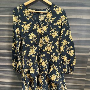 Floral Print V Neck Wrap Dress