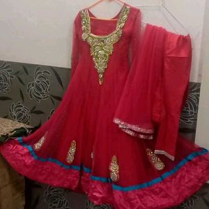 Rose Pink Anarkali Suit Set