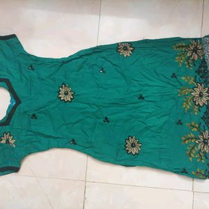 New Looking Green Top With Black Pearl Work