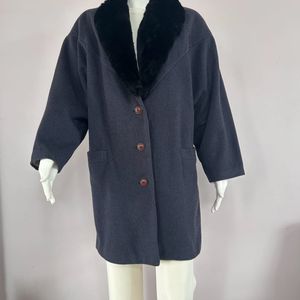 Fur Collar Blue Coat