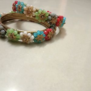 Crystal Beaded Floral Bangles