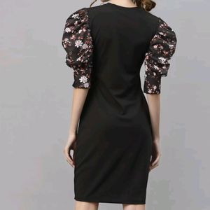 Floral Black Bodycon Dress