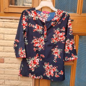 Navy Blue Floral Top