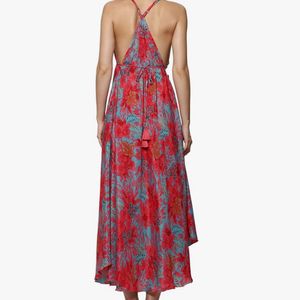 KanhaE Long Bohemian Silk Dress With Open Back