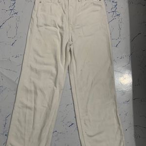 H&M Straight High Rise White Jean